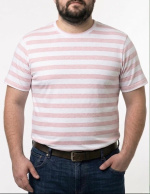 	Paski Tshirt męski __róż-melanż__ 6XL-8XL